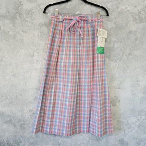 David Smith White Green Pink & Blue Plaid Skirt